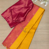 Vera Colour Blocked Kolam Kanchi Silk Saree - Yellow