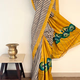 Veena Hand Painted Tussar Saree - Yellow