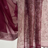 Fern Embroidered Organza Silk Saree - Plum