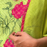 Green Chanderi Applique Kurta Set