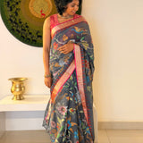 Ponduru Khadi Handwoven Saree - Grey