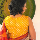Tussar Bandhani Sleeveless Blouse - Yellow