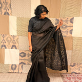 Cypress Embroidered Organza Saree - Black