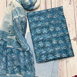 Indigo floral printed kota kurta set