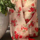 Nisha Bloom Organza Saree - Beige