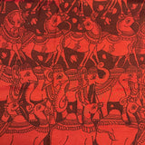 Kalpataru Floral Kalamkari Silk Saree - Black and Red