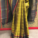 Sumangala Horizontal Stripes Kanchi Silk Saree - Yellow