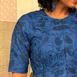 Heather Tendril Organza Cutwork Blouse - Cobalt