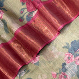 Maya Rosebud Tussar Saree - Pastel Green
