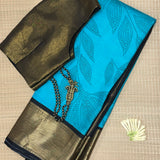 Mila Foliage Printed Kanchipuram Silk Saree - Teal