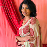 Fiza Leaf Chiffon Saree - Russet
