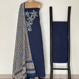 Amaryllis Unstitched Cotton Kurta Set - Blue
