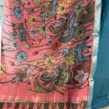 Kalamkari Mirrorwork Cotton Kurta Set - Blue