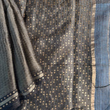Metallic zari striped organza saree