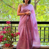 Nisha Foliage Organza Saree - Mauve