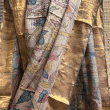 Forest Raga Tussar Kalamkari Saree - Beige