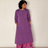 Elements Botanical Applique Kurta - Violet