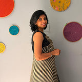 Tuhina Stripes Print Play Organza Saree - Black