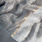 Metallic zari striped organza saree