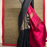 Kalpataru Kamadhenu Kalamkari Silk Saree - Grey