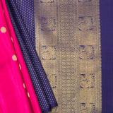 Ranya Dots Kanchipuram Silk Saree - Navy Blue