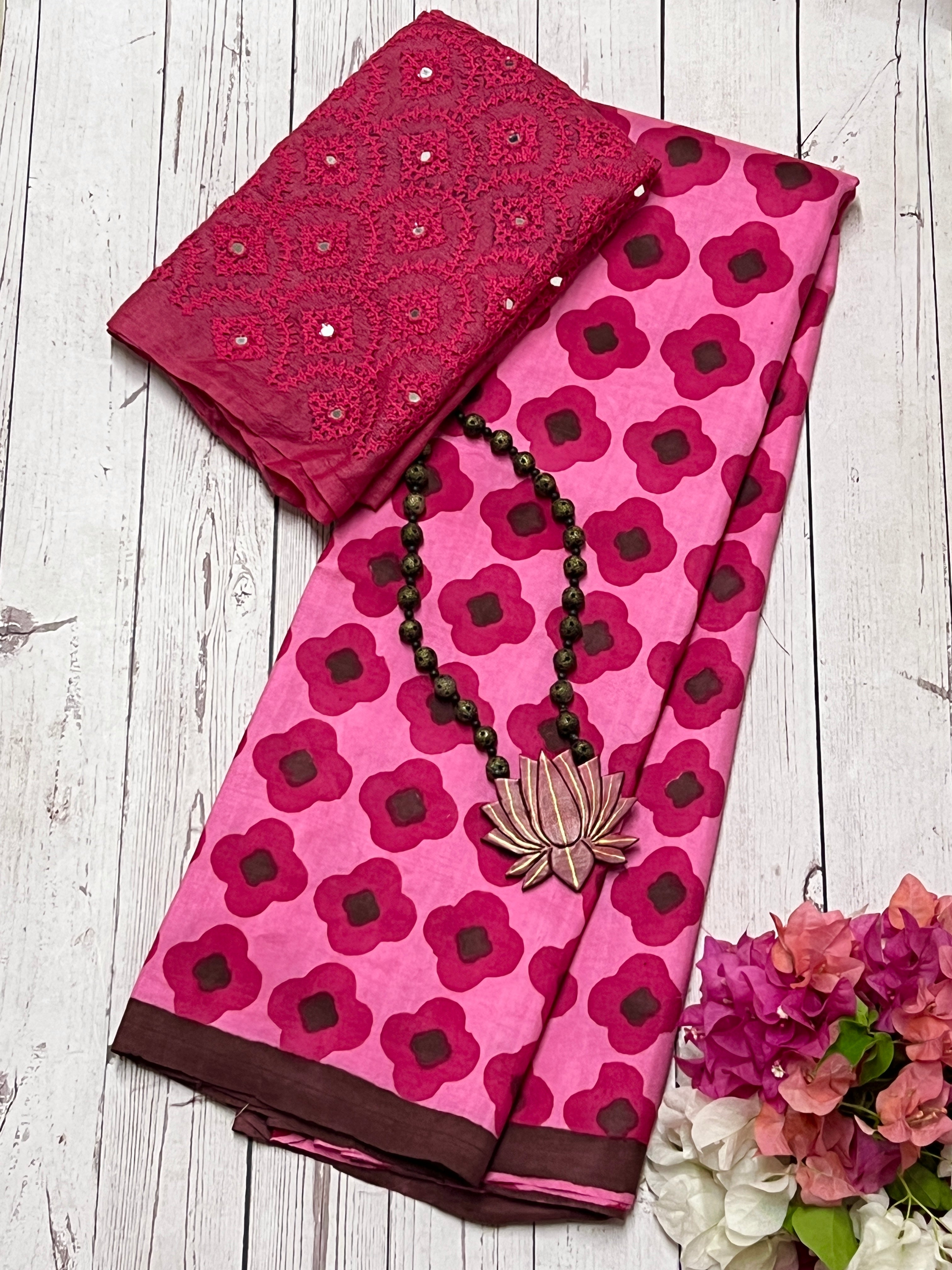 Mila mosaic printed kanchipuram silk saree