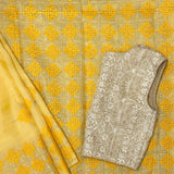 Tuhina Yellow Kutch Embroidery Organza Saree