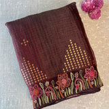 Metallic organza hand embroidered saree