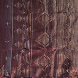 Metallic organza hand embroidered saree