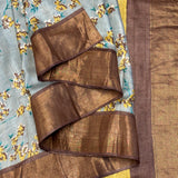 Maya Sakura Tussar Saree - Ice Blue