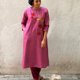 Fruit and Foliate Embroidered Silk Kurta