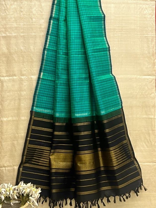 Charita chettinad checked Kanchi silk dupatta