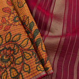 Kalpataru honey coloured Kalamkari silk saree