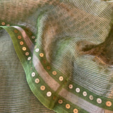 Metallic zari striped organza saree