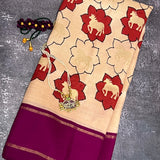 Kalpataru kamadhenu kalamkari silk saree