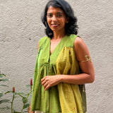 Kaleidoscope Mosaic Sleeveless Kanchi Cotton Top - Green