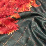 Maya Sapling Tussar Saree - Dark Green and Coral