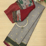 Vera Twin Border Kanchipuram Silk Saree - Grey