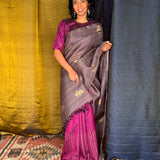 Madhura Paperflowers Kanchi Organza Saree - Mauve and Violet