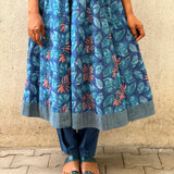 Blue Floral Cotton Kalidar Set