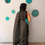 Tuhina Dots Print Play Organza Saree - Teal