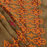 Tuhina Sage Green Kutch Embroidery Organza Saree