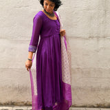 Purple chiffon kurta set