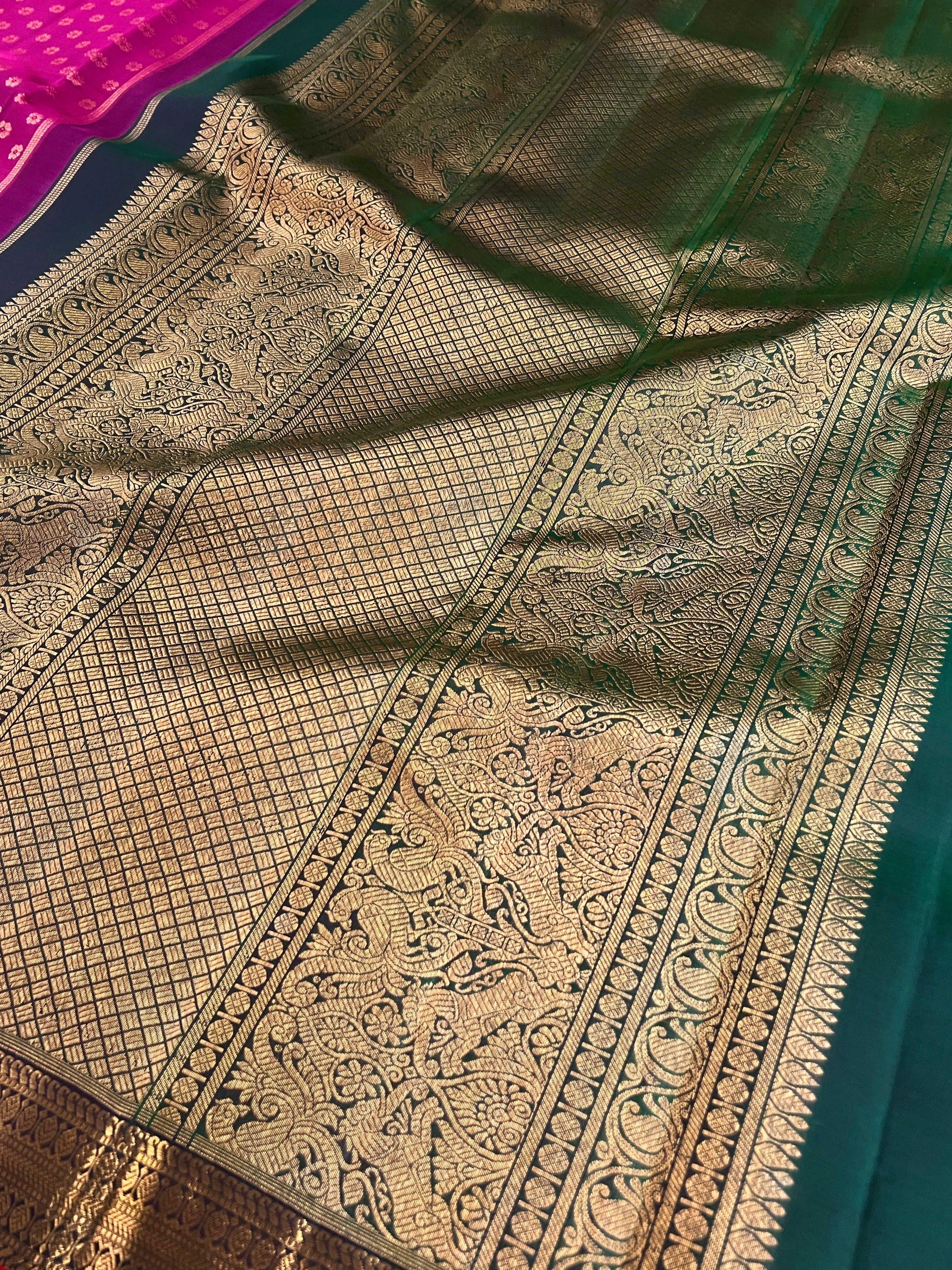 Sumangala meenakari Kanchipuram silk saree