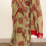 Fiza Leaf Chiffon Saree - Russet
