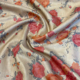 Veena Floral Tussar Saree - Beige, Pink and Peach