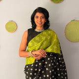 Tuhina Dots Print Play Organza Saree - Citron
