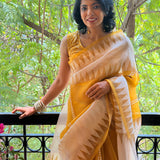 Nisha Geometric Organza Saree - Yellow