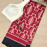 Handwoven Ikat Silk Saree - Vermilion