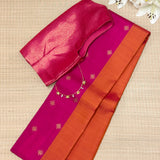 Vera Colour Blocked Kolam Kanchi Silk Saree - Pink